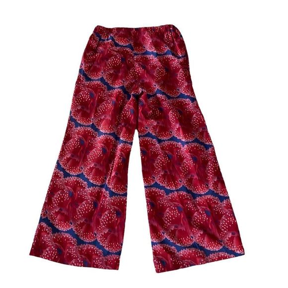 Zac Posen for Brooks Brothers red floral poppy wide leg sateen pants, 4 - Picture 7 of 11